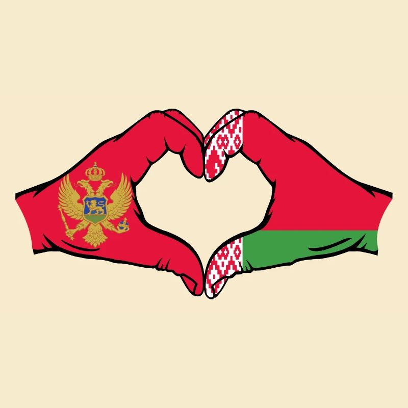 Monténégro Biélorussie Drapeau Mains Coeur Forme