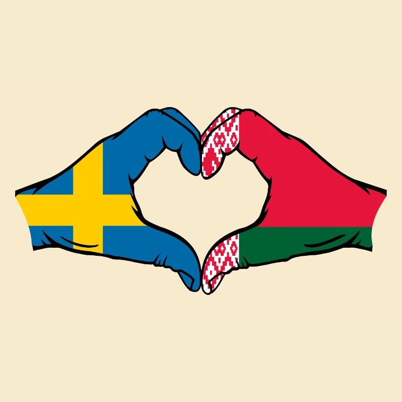 Suède Biélorussie Drapeau Mains Coeur Forme