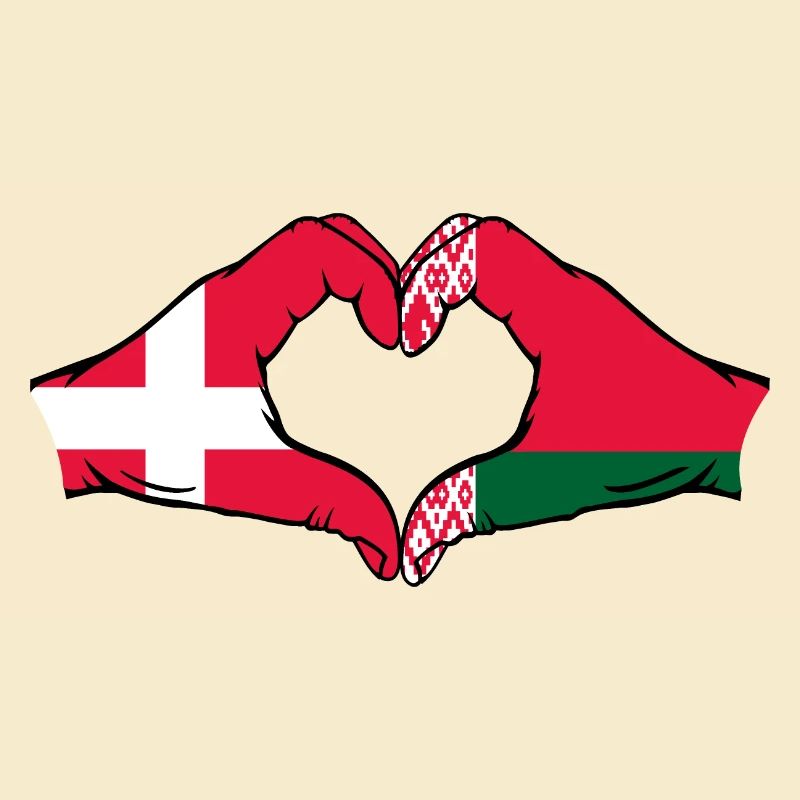 Denmark Belarus Flag Hands Heart Shape