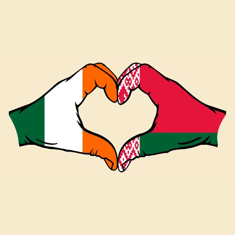 Irlande Biélorussie drapeau mains coeur forme