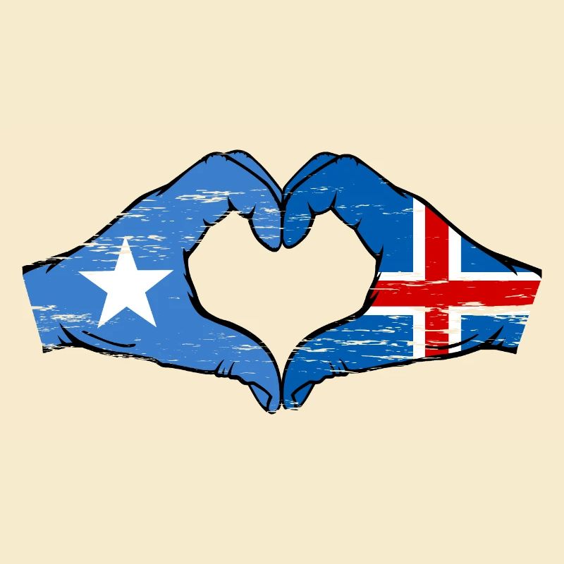 Drapeau de l’île de Somalie mains forme de coeur utilisé