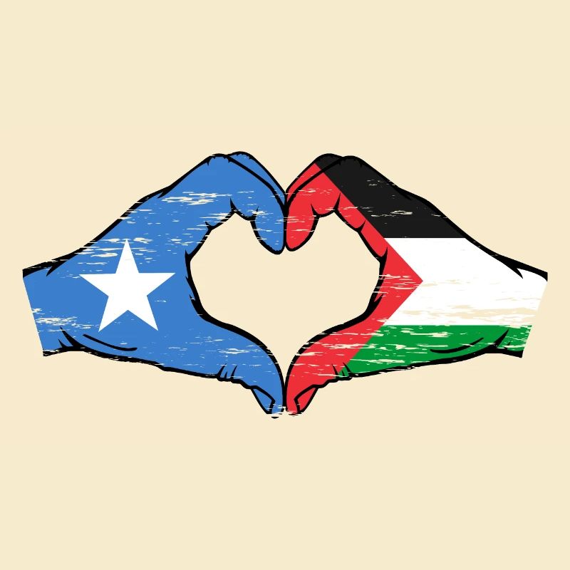 Somalie Palestine Drapeau Mains Coeur Forme Utilisé