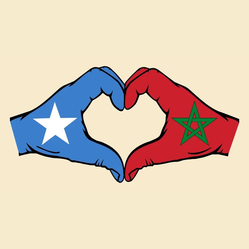 Somalia Morocco Flag Hands Heart Shape