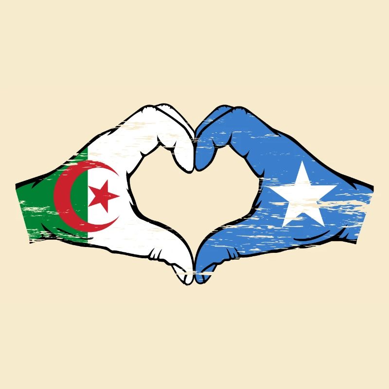 Algérie Somalie Drapeau Mains Coeur Forme Utilisé