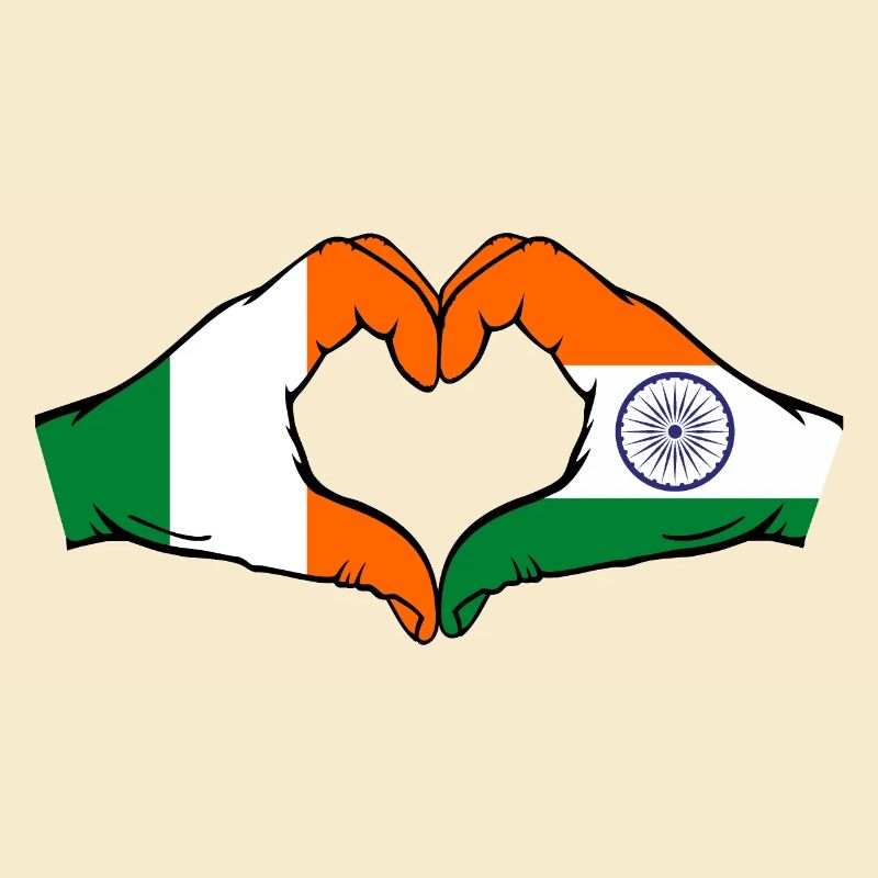 Irlande Inde Drapeau Mains Coeur Forme
