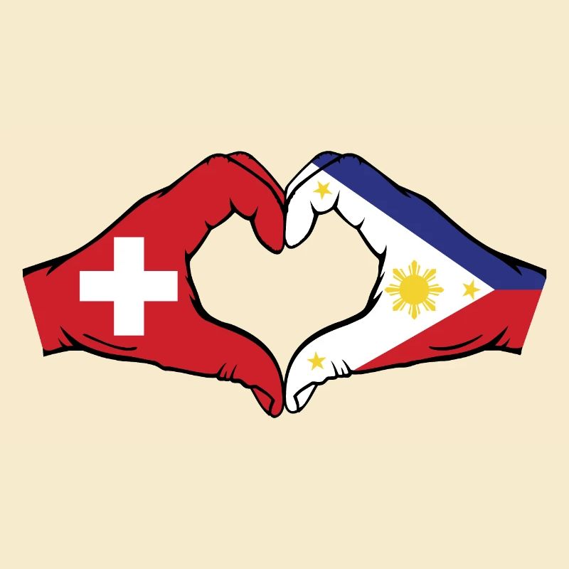 Suisse Philippines Drapeau Mains Coeur Forme