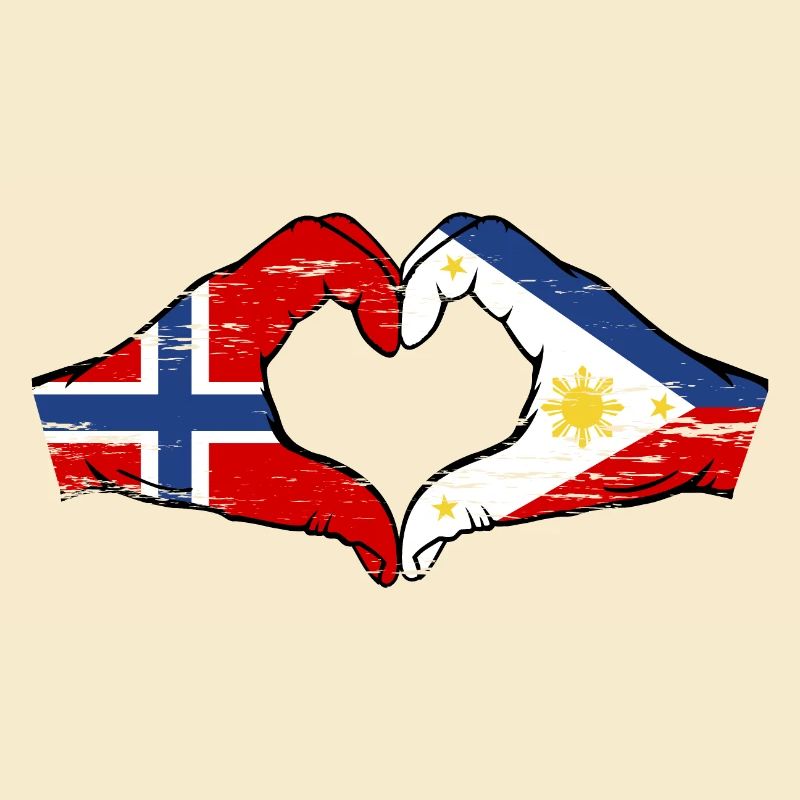 Norvège Philippines drapeau mains forme de coeur utilisé