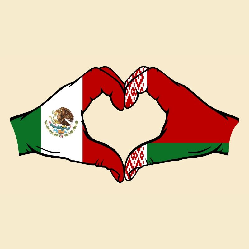 Mexique Biélorussie Drapeau Mains Coeur Forme