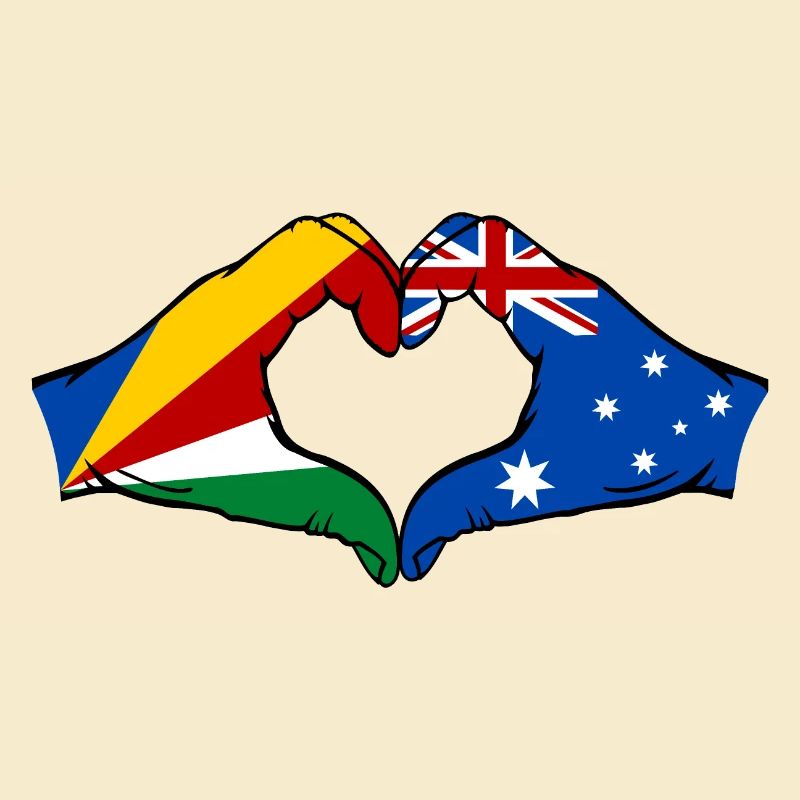 Seychelles Australia Flag Hands Heart Shape