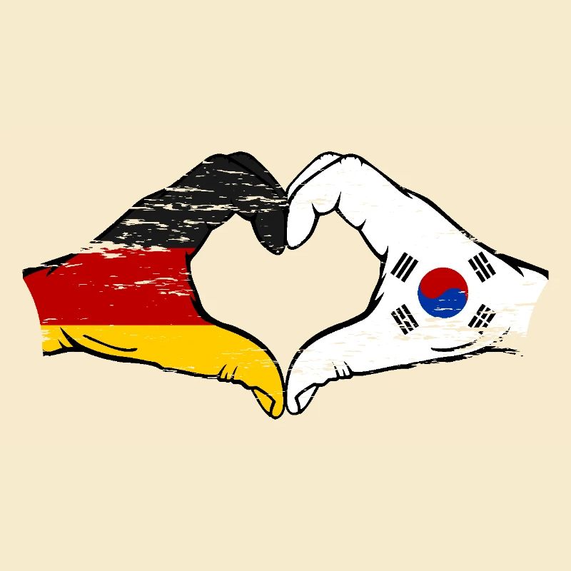 Allemagne Corée du Sud Drapeau Mains Coeur Forme Utilisé