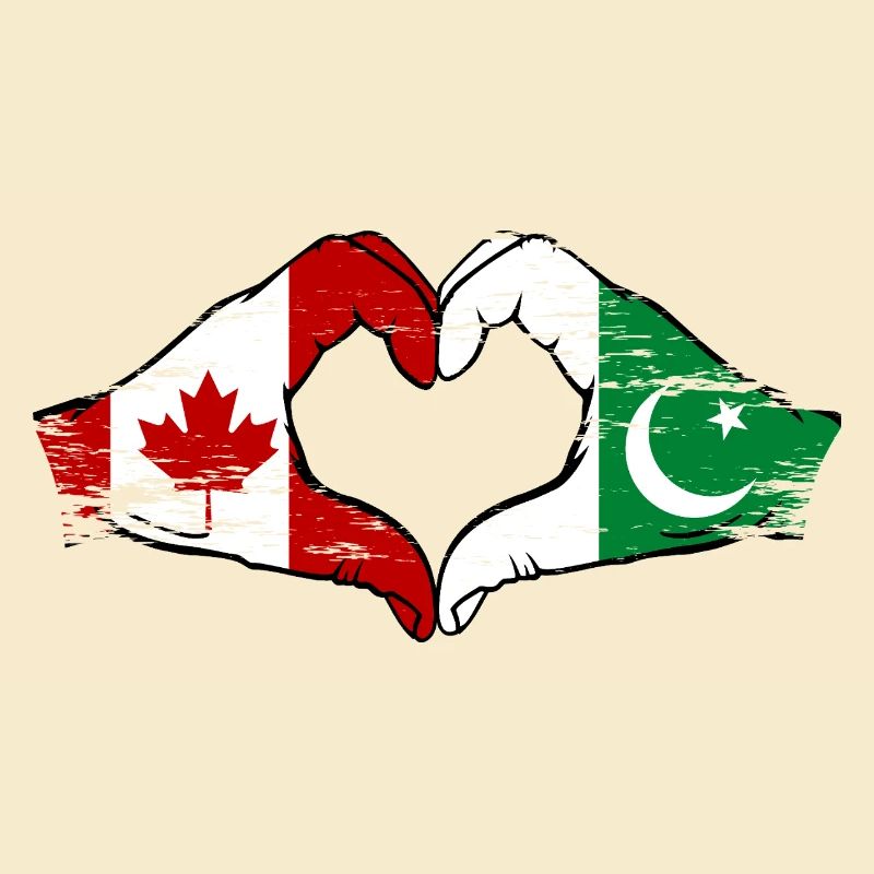 Drapeau du Canada Pakistan mains en forme de coeur utilisé
