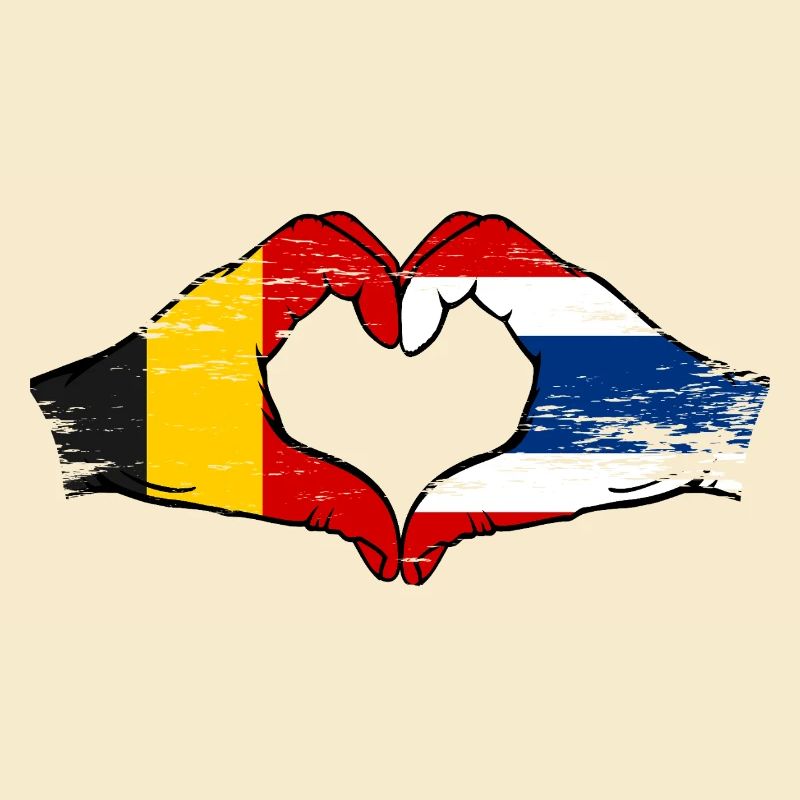 Belgique Drapeau de la Thaïlande mains forme de coeur utilisé
