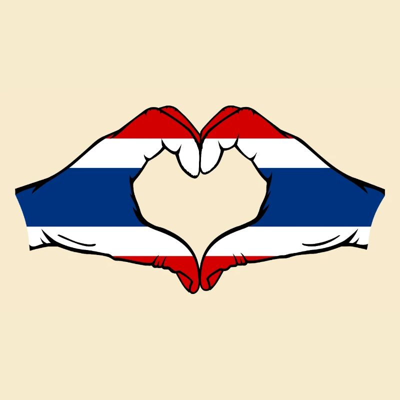Drapeau de la Thaïlande Mains Forme Coeur