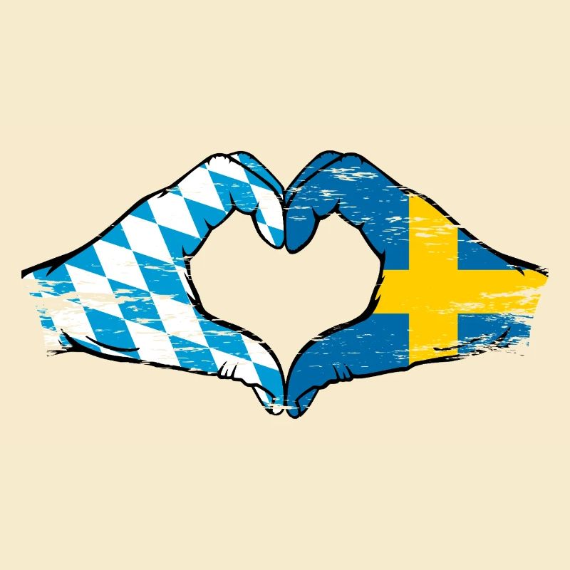 Bavière, Suède, Drapeau, Mains, Forme de coeur Utilisé