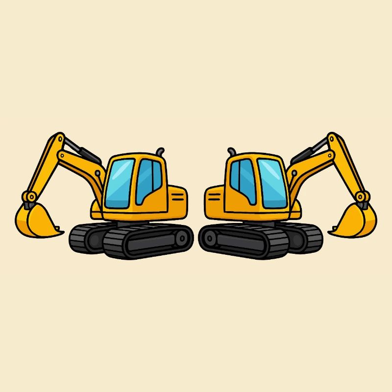 Silhouette de machine de construction double