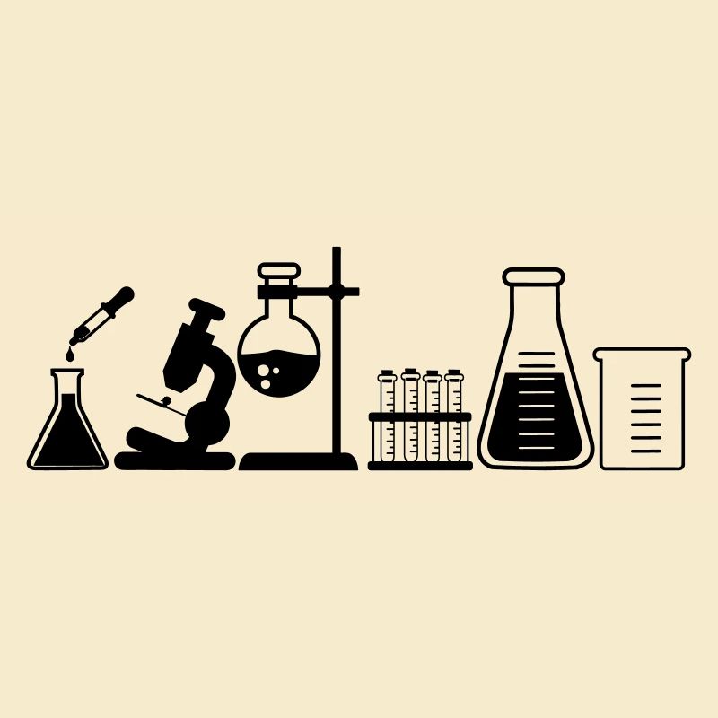 Laboratory with jars, microscope and tubes