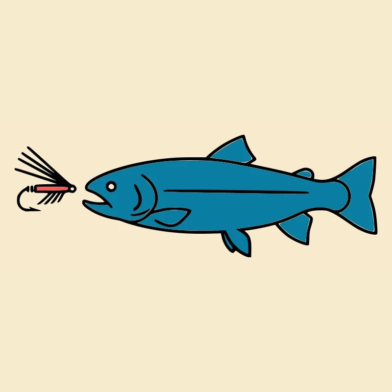 Fly Fishing Trout Bite Bait Vector