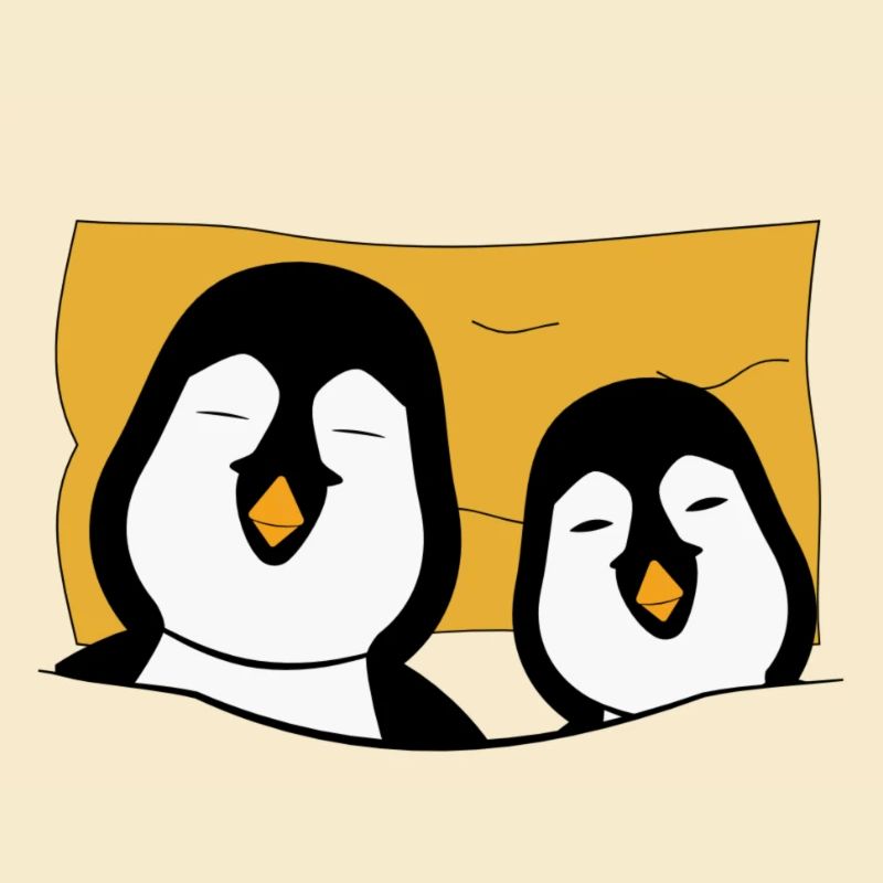 2 Pinguine im Bett