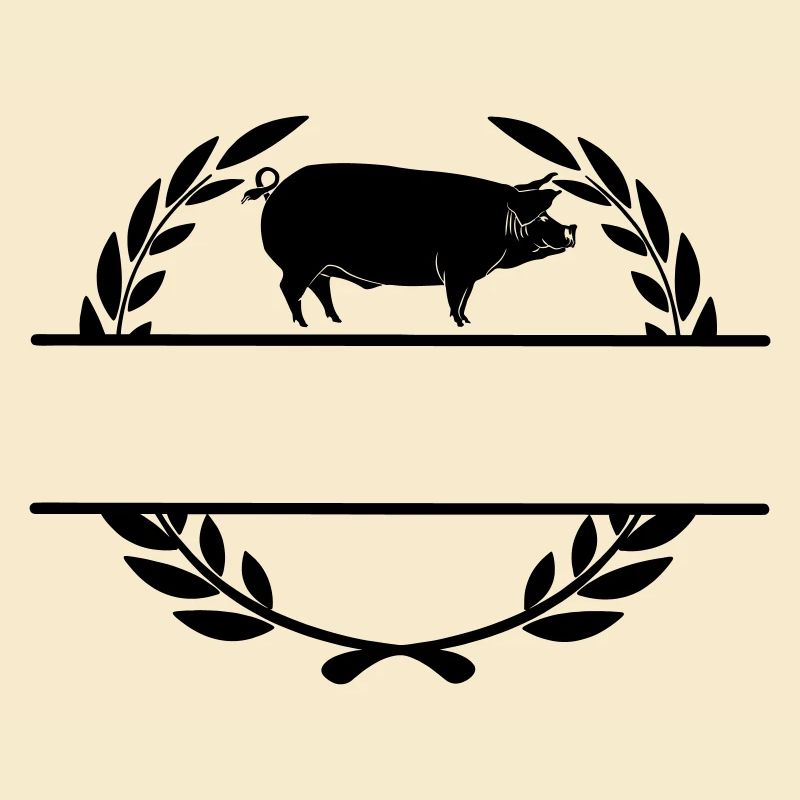 Cochon logo dans une couronne de laurier