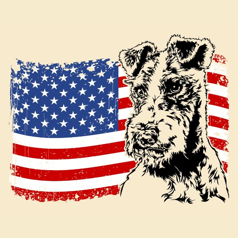 Wire Fox Terrier America Flag Dogs Wilsigns