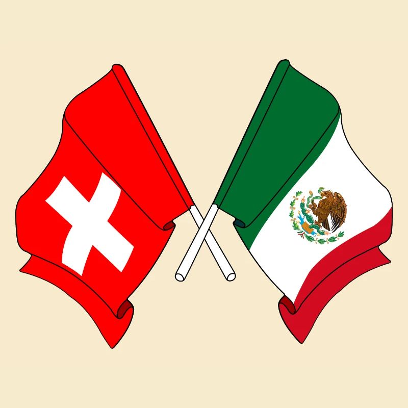 Drapeau de la Suisse et drapeau du Mexique