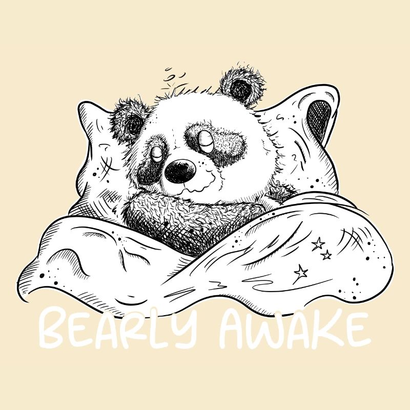 Panda Bear Sleeps With Saying Bearly Awake