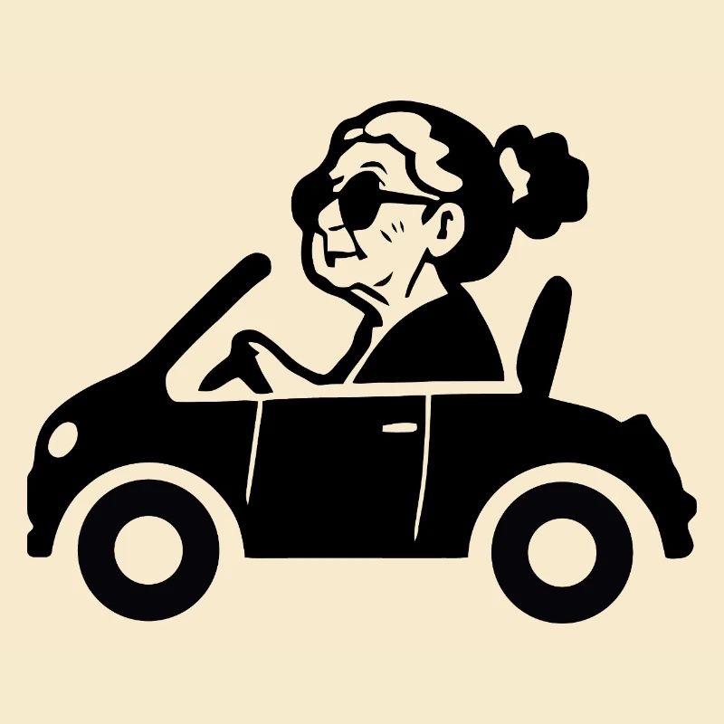 Oma im Auto