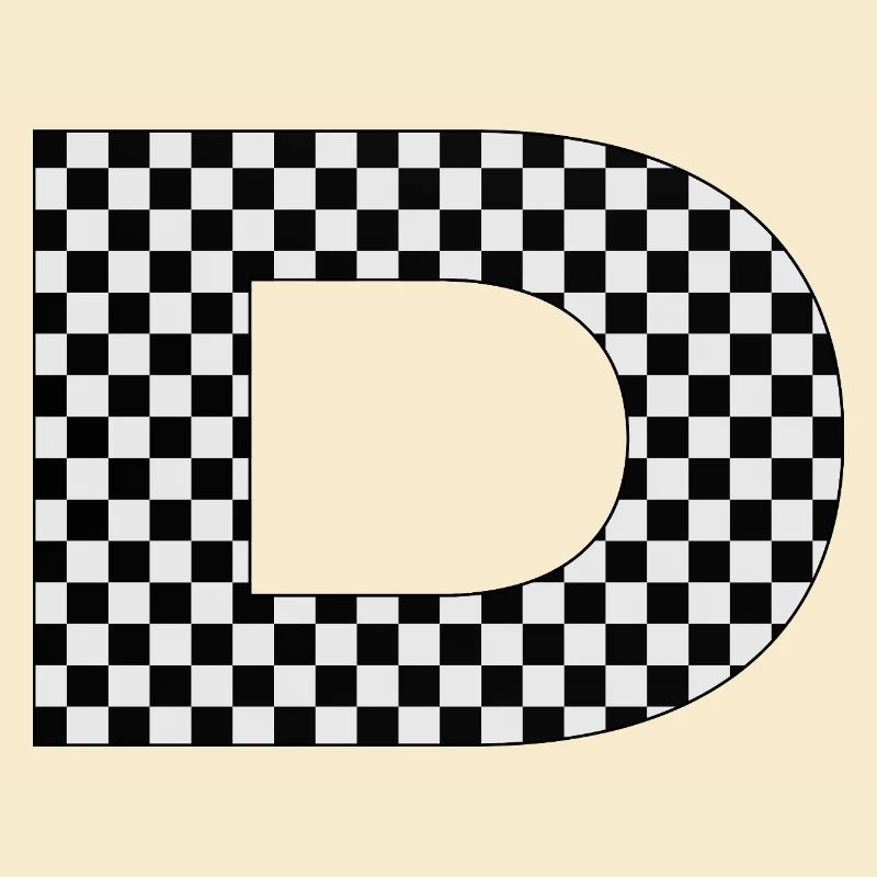 Checkered pattern with letter D