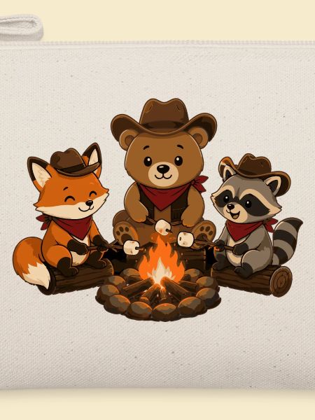 Camping Tiere am Lagerfeuer mit Marshmallows 