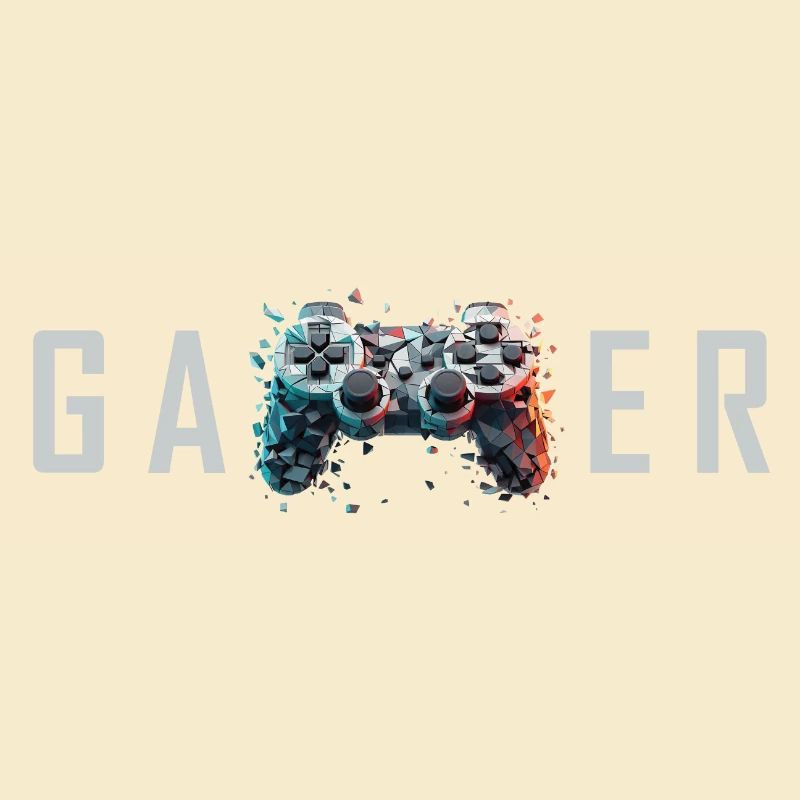 Gamer Schriftzug 3D Controller Nerd Geschenk