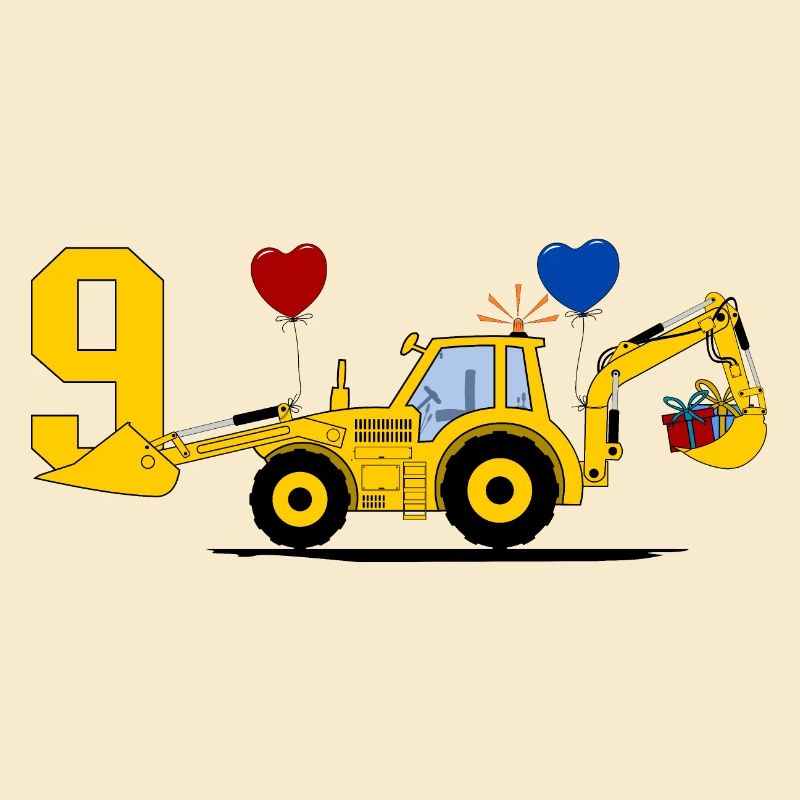 9. Geburtstag Bagger Traktor