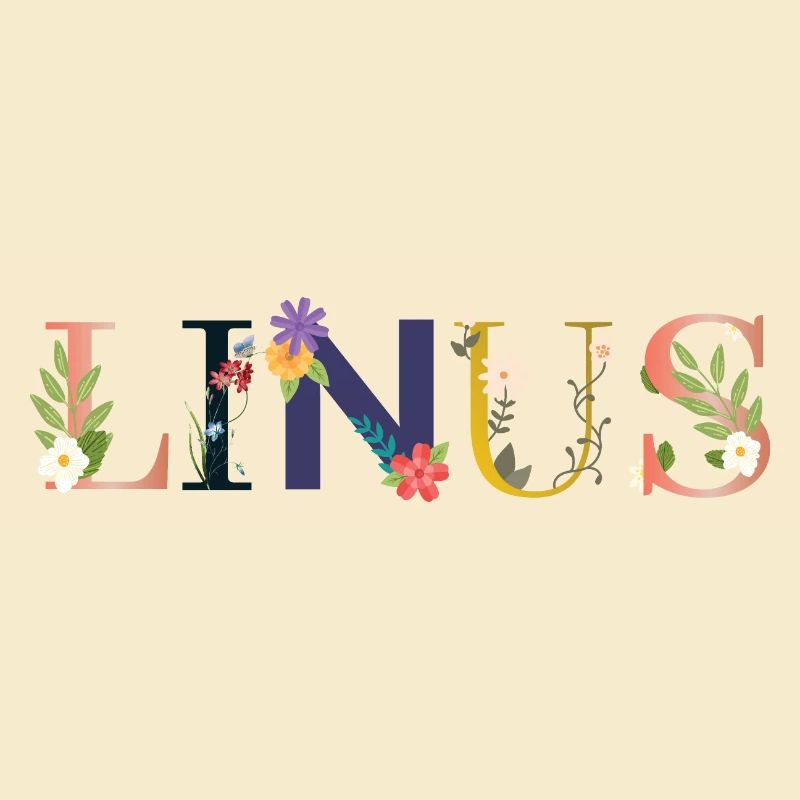 Le nom de LINUS est décoré de fleurs