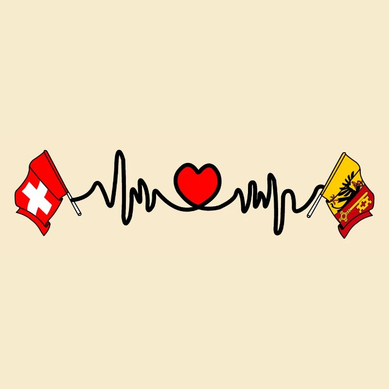 Cardio Herz Flagge Schweiz, Kanton oder Genf