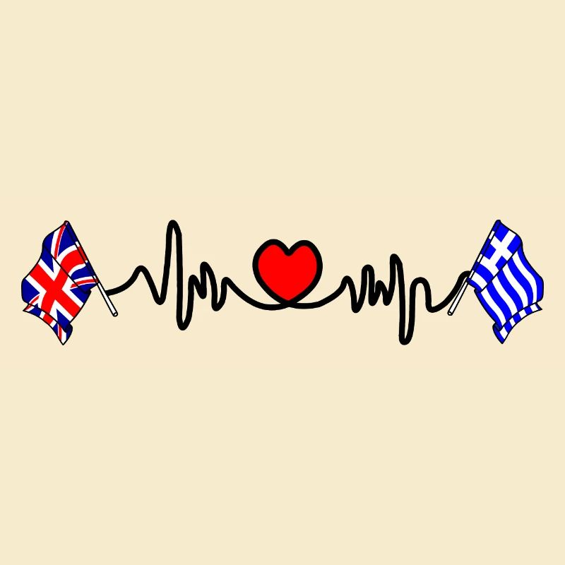 Cardio heart Drapeau Angleterre, drapeau Grèce
