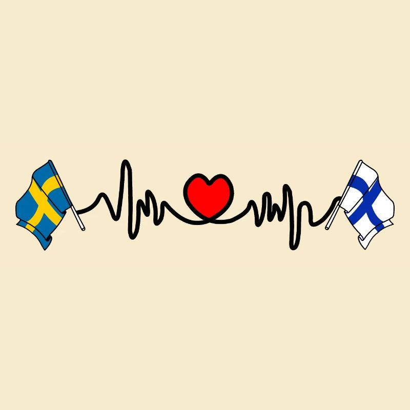 Cardio coeur Drapeau Suède, drapeau Finlande