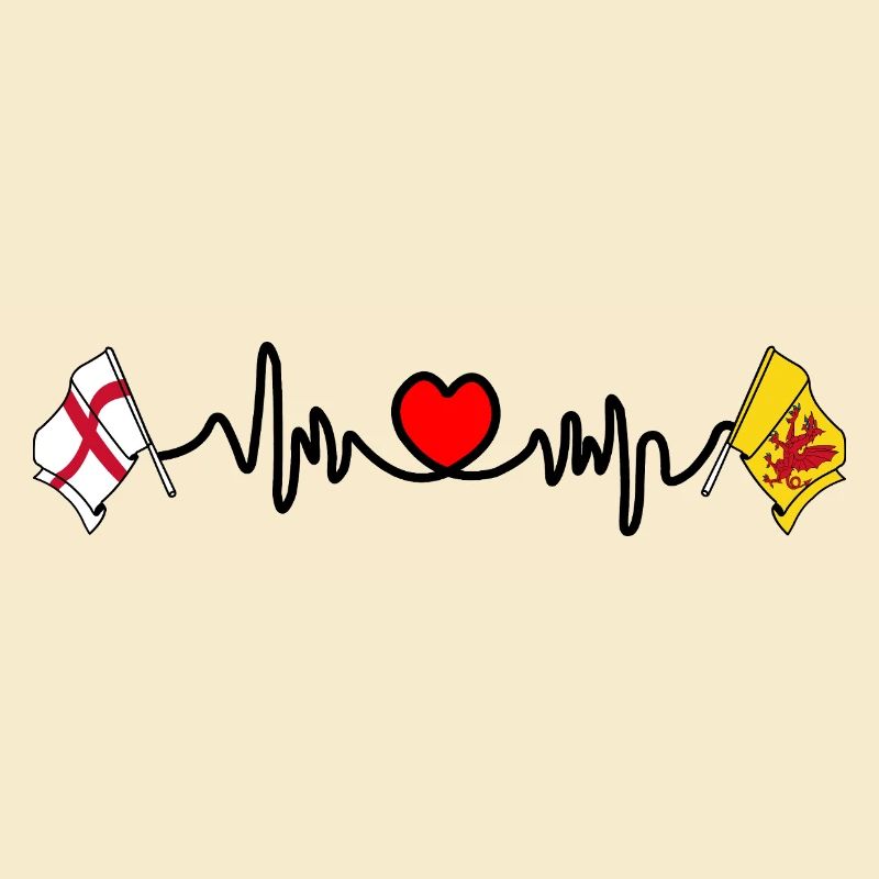 Drapeau du Somerset + battement de cœur + drapeau de l’Angleterre