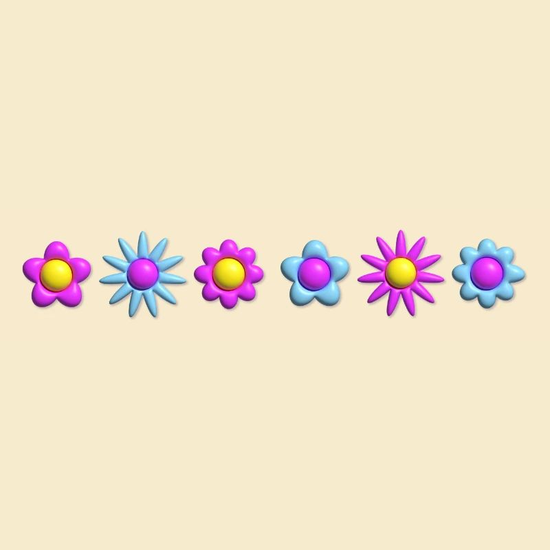 Flowers Blossoms in Row 3D