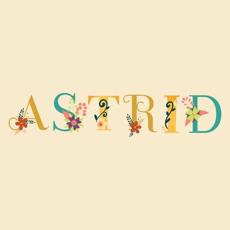 Art du nom ASTRID avec fleurs brodées