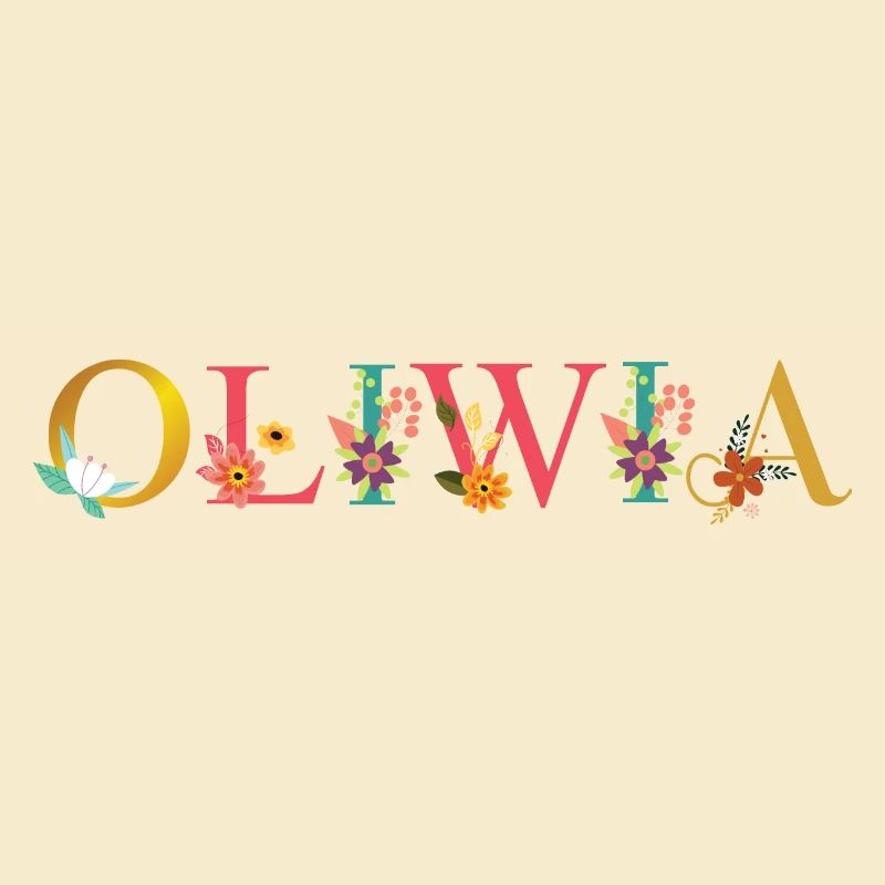 Le nom d’OLIWIA est décoré de fleurs
