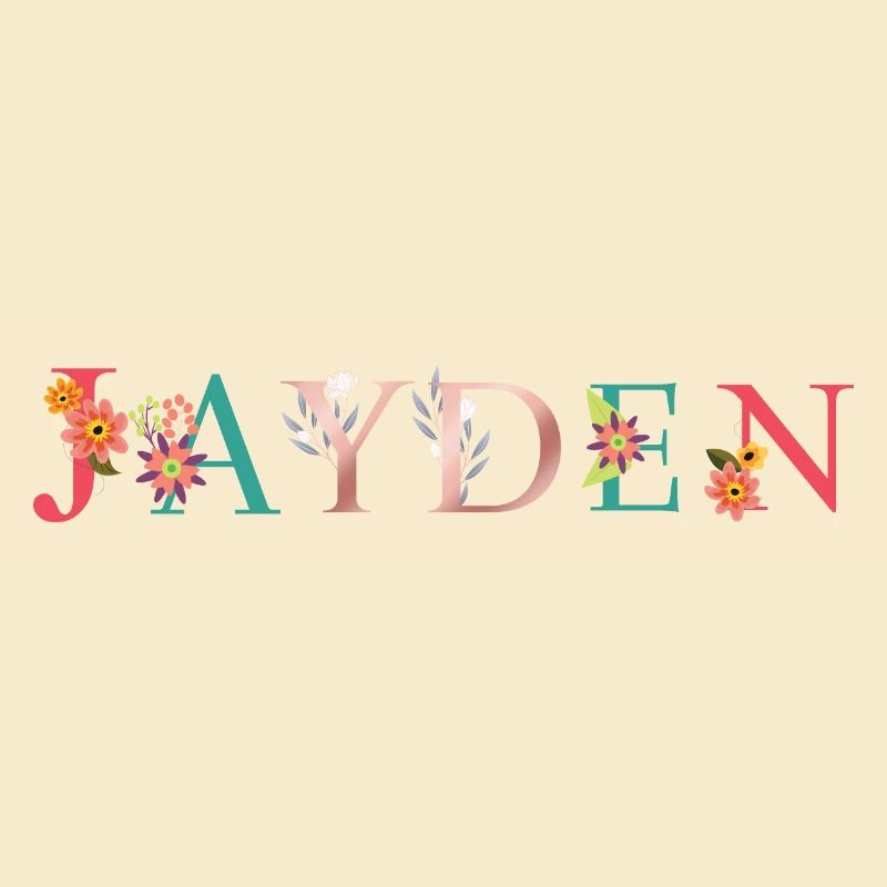 JAYDEN Prénom Art avec fleurs brodées