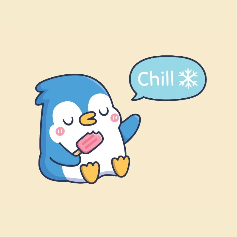 Netter blauer Pinguin sagt Chill-Aufkleber