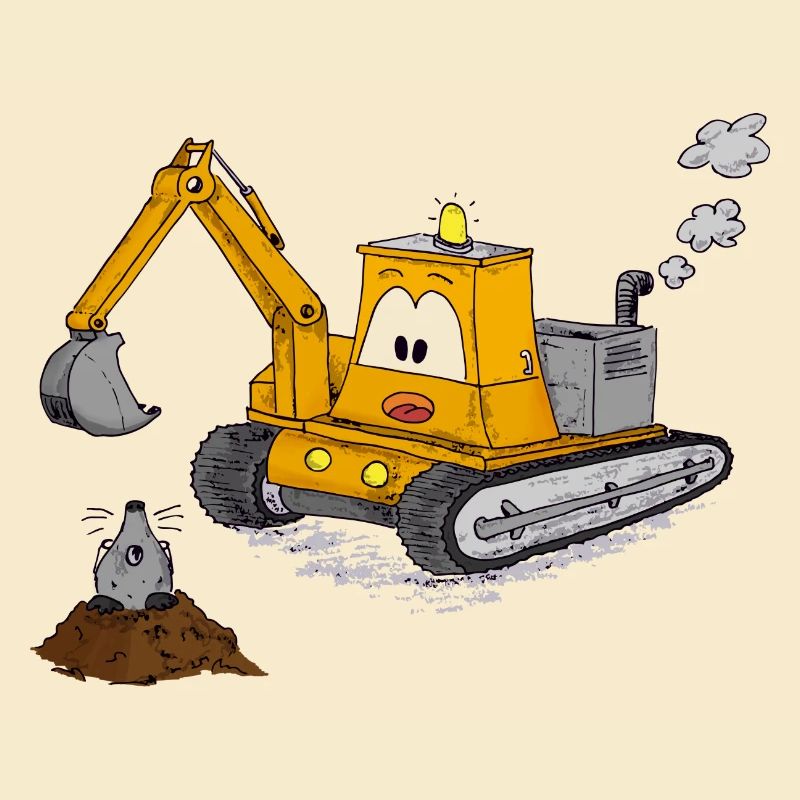 Excavator mole crane construction site builder guys