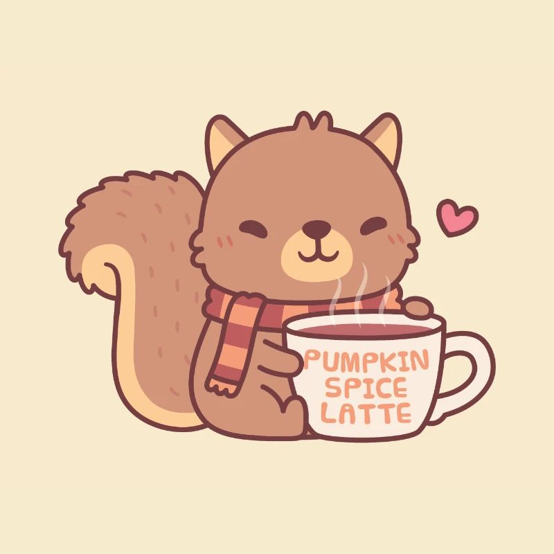 Cute Squirrel Loves Pumpkin Spice Latte