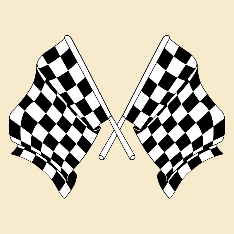 Deux drapeaux de course automobile croisés départ arrivée