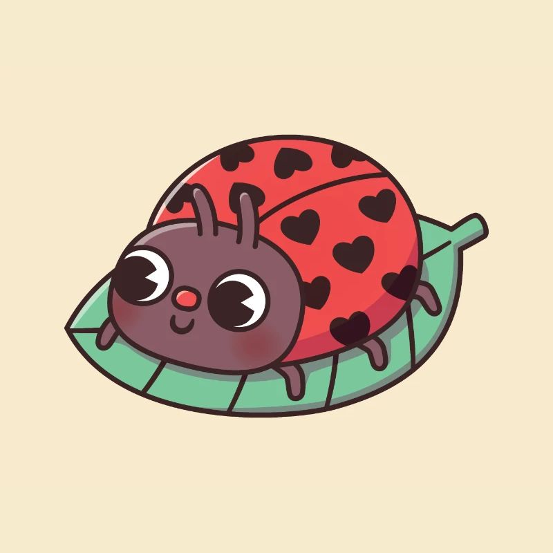 Cute Ladybug With Black Heart Spots