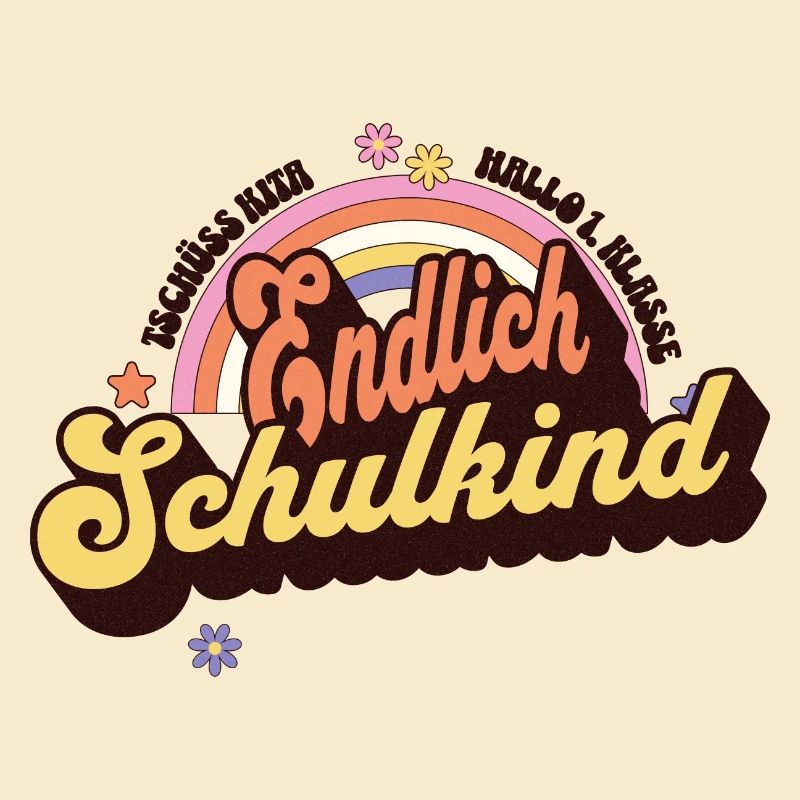 Endlich Schulkind - Fröhlicher Retro Regenbogen