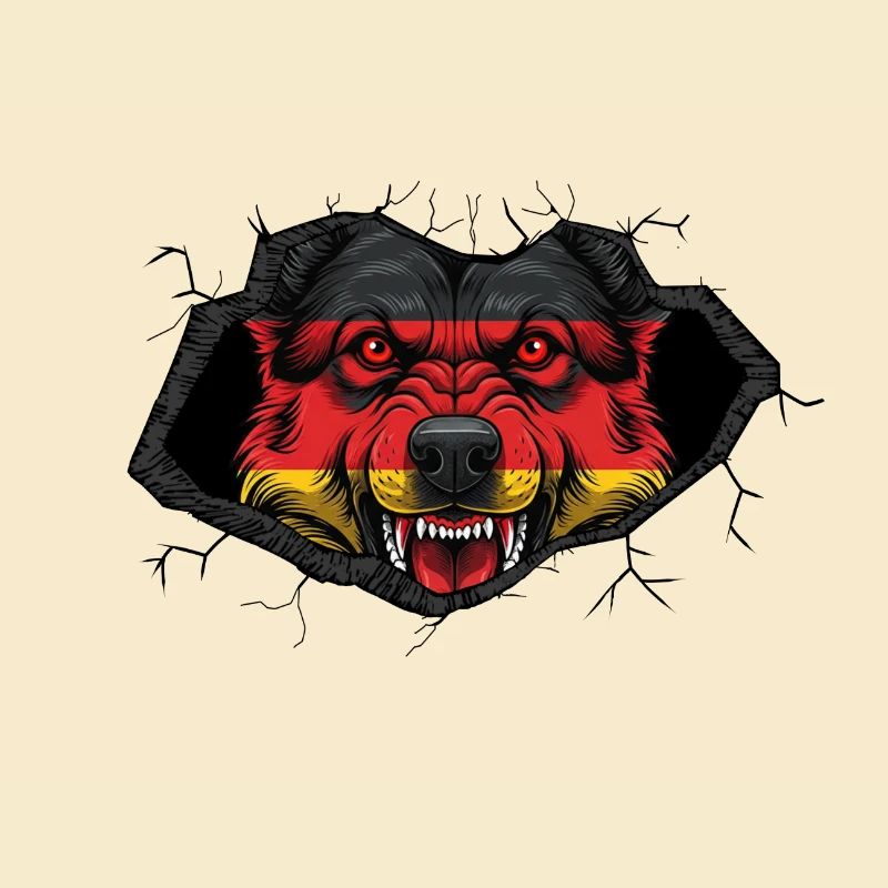German Shepherd Germany Flag