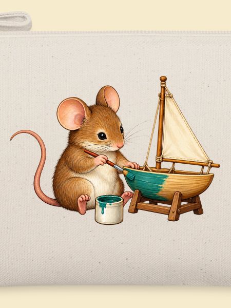 Maus baut ein Modellsegelboot