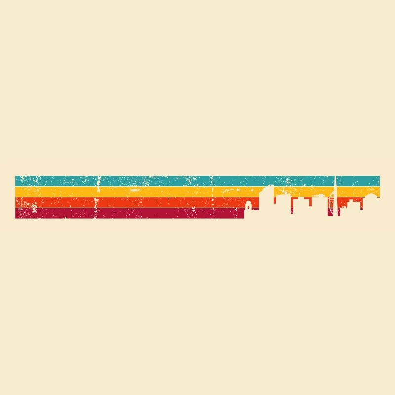 Retro Skyline Sunset Stripes