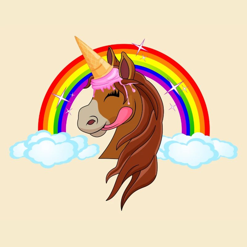 Pony mit Eis - Eishorn Einhorn Regenbogen Märchen